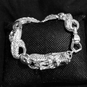 Silver and Crystal Dragon Bracelet
